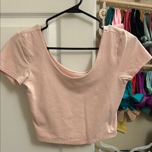 Blush Pink Scoop Neck Crop Top